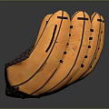 Orange And Brown Leather Baseball Glove With Stitched Design For Sports Use