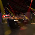Stylish Bar Interior Design With Neon Sign Stage Sofa Seating And Lighting Effects 3d model