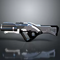 Futuristic Sci Fi Pistol With Silver Black Metallic Finish Advanced Design And Reflective Reflection