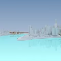 Detailed Urban City Model Featuring River Bridge And Modern Architecture