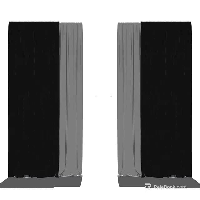 Modern Curtain Design With Gray And Black Fabric For Home Decoration 3d model 