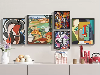 Modern Abstract Painting Abstract Hanging Painting Combination Ornaments 3d model
