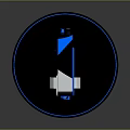 Sleek Modern PC Tower with Black Blue Geometric Accents and Circular Illuminated Base