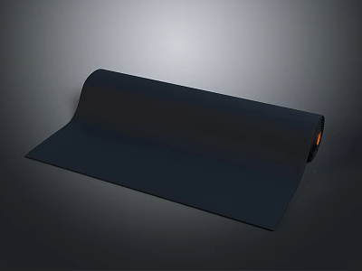 Black Rolled Clothing Fabric Material for Fashion Apparel and Accessories 3d model