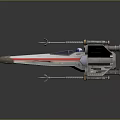 Red White Painted Starfighter Model With Multiple Engines And Laser Cannons 3d model
