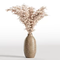 Elegant Brown Vase With Light Pink Pampas Grass Arrangement On White Background