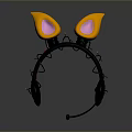 Black Computer Headphones With Orange Glowing Ears Colorful Lights And Microphone
