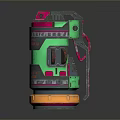 Futuristic Tactical Weapon With Vibrant Red Green Casing And Ergonomic Grip Design