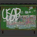 Green Trash Bin With USOB Graffiti And Colorful Stickers On Wheels