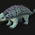 Vibrant Dinosaur Figure With Green Purple Skin Back Spikes And Fish Like Tail