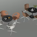 Modern Minimalist Round Table And Chair Set With Brown White Chairs And Decorative Vase