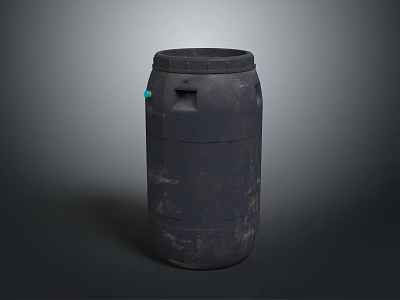 Practical Household Black Waste Bin Featuring Worn Surface Open Top And Side Handle 3d model