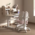 Adjustable Children's Desk With Bookshelf Storage And Cozy Kids Chair For Study Space