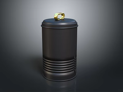 Elegant Black Ceramic Vessel With Gold Handle And Striped Surface Design 3d model