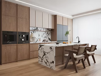 Modern Middle Ancient Sideboard Steaming Oven Refrigerator Appliances Green Planting 3d model
