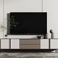 Modern TV Stand With Drawers Cabinets Wall Mounted TV Plant And Decorative Items