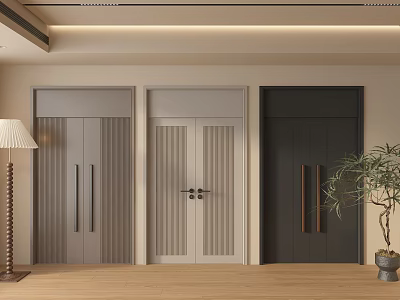 Modern Interior Design Featuring Double Doors In Various Colors And Styles 3d model