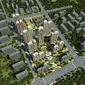 Birds Eye View Urban Planning With High Rise Buildings Green Spaces And Road Networks
