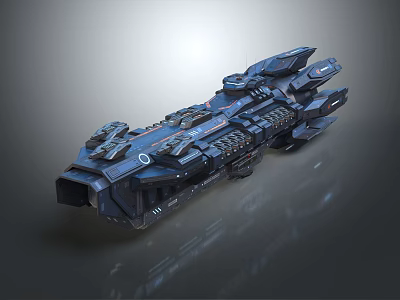 Futuristic Sci Fi Spaceship Design With Advanced Mechanical Modules And Blue Exterior 3d model