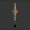 Futuristic Yellow And Red Weapon With Metal Components Red Tank And Textured Handle Design