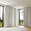 Modern White Curtains With Light Fabric For Large Windows Green Outdoor View