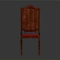 Deep Red Classic Wooden Chair With Carved Backrest And Pink Upholstered Seat