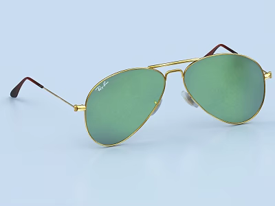 Classic Aviator Sunglasses With Gold Frame And Green Tinted Lenses Design 3d model