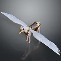 Ornate Mythical Winged Horse Character With White Wings And Golden Saddle