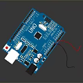 Blue Arduino Uno Circuit Board With Electronic Components USB Interface And Connecting Wires