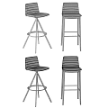Modern Minimalist Bar Stools With Metal And Wooden Frames Different Designs 3d model