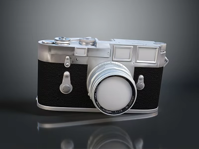 Vintage Silver And Black Electronic Camera With Mechanical Dials And Lens 3d model