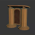 Wooden Entrance Gate with Pillars Curved Top and Red Panel Classic Design Detail