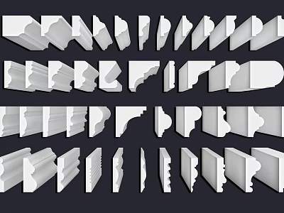 Gypsum Cornice Molding Collection With Various Decorative Styles And Profiles 3d model