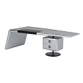 Modern Silver Desk with Stylish Tabletop and Single Drawer Cabinet Design