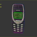 Nokia Classic Mobile Phone with Green Screen Displaying Menu and Time and Physical Keypad Design