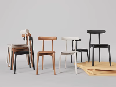 Modern Leisure Chair Simple Fashion Wooden Chair 3d model