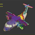 Flybe Purple Passenger Aircraft With Propellers And Yellow Red Stripes