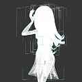 Stylish White Dress For Female With Long Gradient Pink Blonde Hair