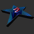 Red High Top Canvas Shoes On Star Shaped Blue Glowing Structure
