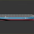 Large Cargo Ship With Blue And Red Hull Carrying Stacked Containers On Deck