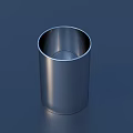 Silver Metallic Cylindrical Container With Smooth Reflective Surface On Dark Blue Background 3d model