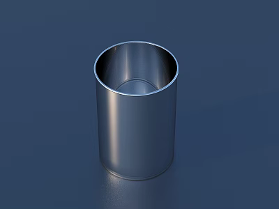Silver Metallic Cylindrical Container With Smooth Reflective Surface On Dark Blue Background 3d model