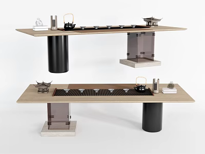Modern Tea Table Dining Table Long Table Tea Set Leisure Table 3d model
