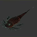 Realistic Red Segmented Arthropod With Long Tail Spine And Multiple Legs 3d model