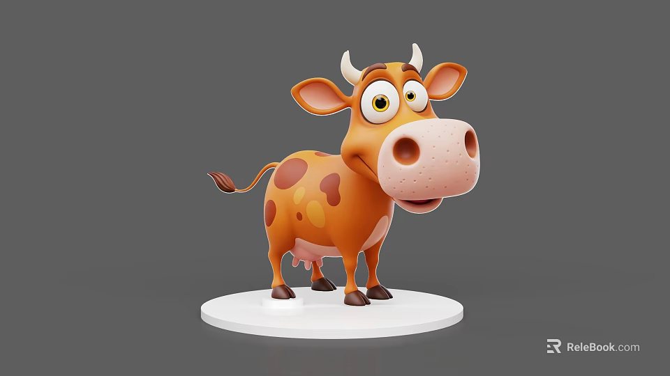 Adorable 3D Cartoon Reptile Figure With Orange Spots On White Base And Gray Background 3d model 