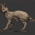 Handmade Cat Sculpture With Textured Fur Standing On Wooden Base Artistic Decor