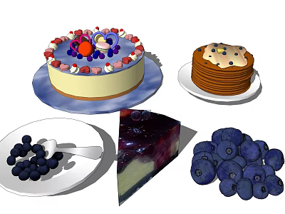 Blueberry Modern Cake 3d model