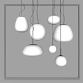 Multiple White Pendant Lights With Various Shapes For Modern Interior Spaces 3d model