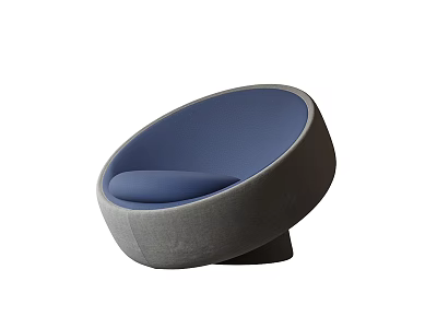 Modern Round Leisure Chair With Blue Cushion And Gray Minimalist Design 3d model