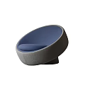 Modern Round Leisure Chair With Blue Cushion And Gray Minimalist Design